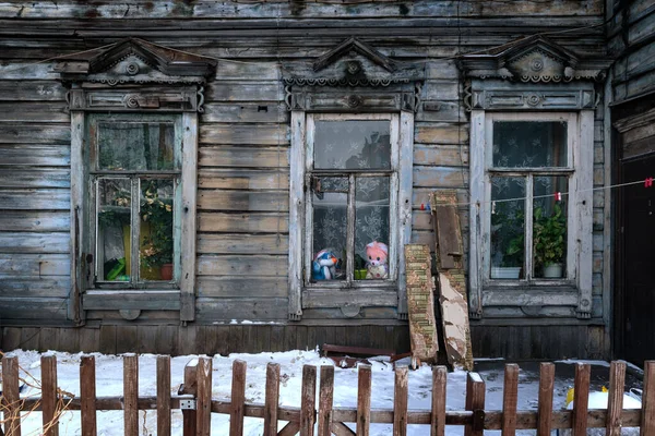 Старинный Традиционный Деревянный Дом Иркуртске — стоковое фото