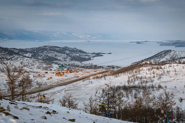 Kış Gelmeden Turizm Merkezlerinin Curkut Körfezi Nin Güzel Manzarası Baykal — Stok fotoğraf