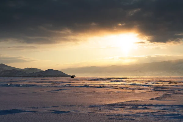 Hermosas Vistas Los Centros Turísticos Bahía Curkut Invierno Lago Baikal — Foto de Stock