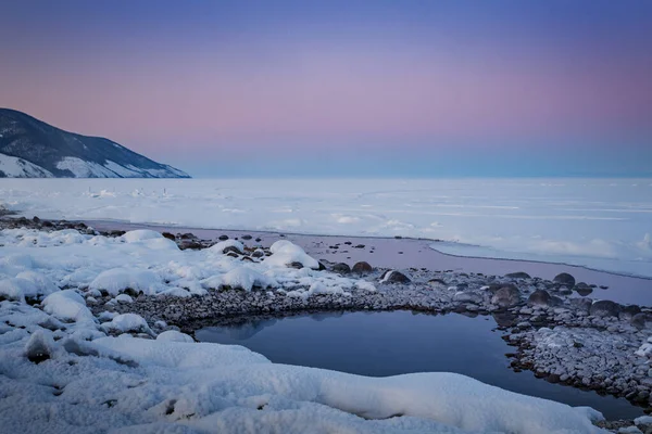 Bakal Lago Por Invierno Sibrie Russie — Foto de Stock