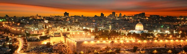 Kijk Naar Jeruzalem Oude Stad Bij Zonsondergang Israël — Stockfoto