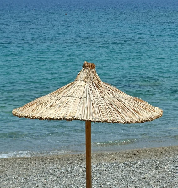 Idyllic Natural Beach Umbrella Crete — Stock Photo, Image