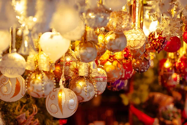 Christmas decoration on an european market — Stock Photo, Image