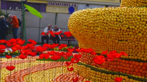 Limon Festivali Menton, Fransa — Stok video