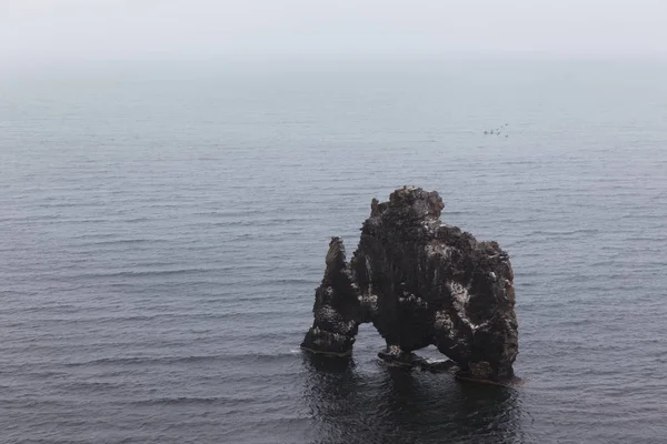 Rocha de Hvitserkur no mar perto da costa islandesa — Fotografia de Stock