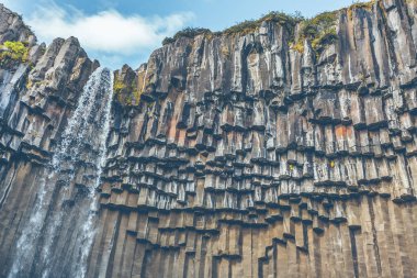İzlanda'daki svartifoss şelale