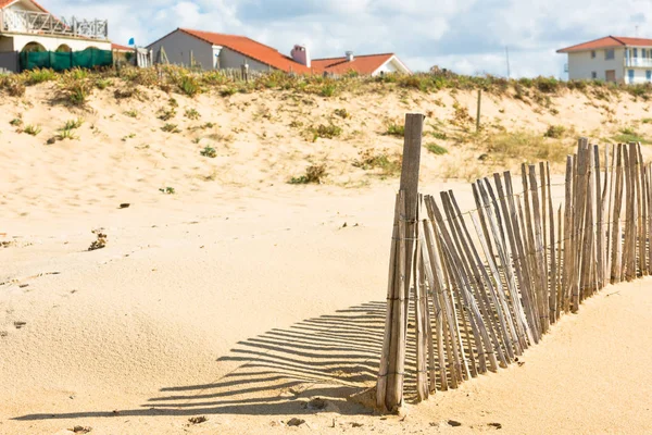 Wooden fence on Atlantic beach — Stock Photo, Image