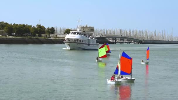 Formación de niños en vela — Vídeo de stock