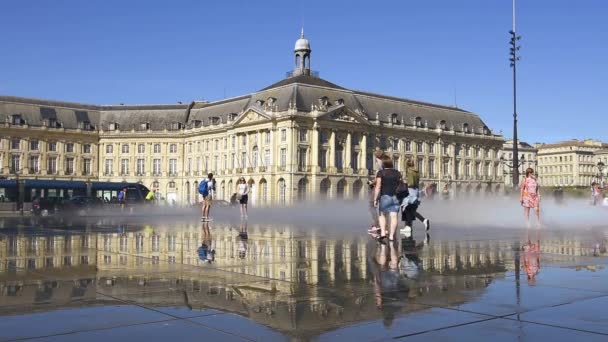 Place de la Bourse の前にミラーの噴水 — ストック動画