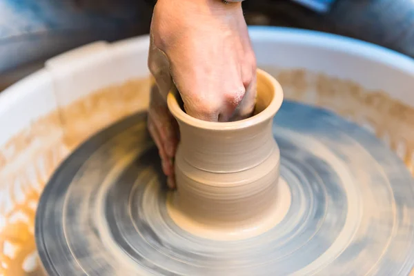 Pottering - creating a clay cup in process — Stock Photo, Image