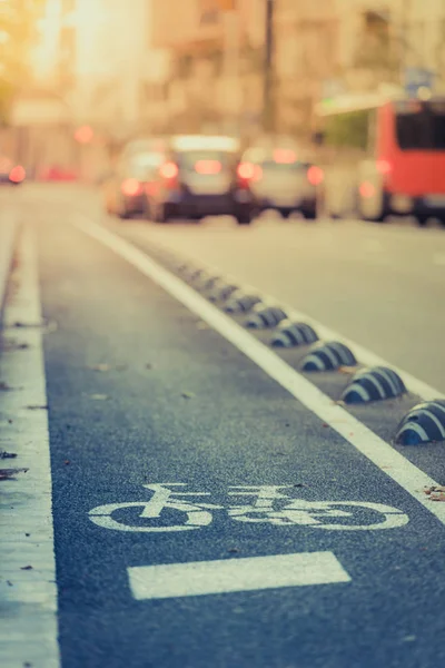 Segnaletica stradale per biciclette sulla strada — Foto Stock