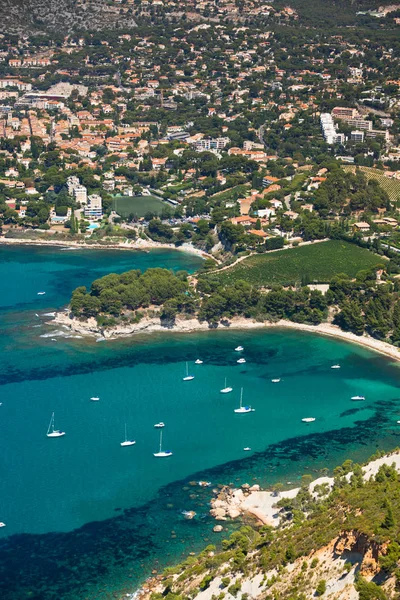 Cassis kıyı şeridi Üstten Görünüm — Stok fotoğraf