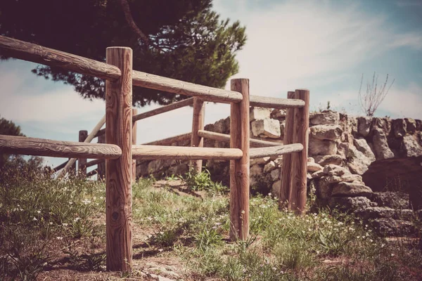 Wooden fence in a village — Stok fotoğraf