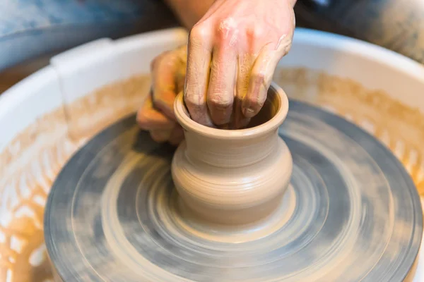 Pottering - creating a clay cup in process — Stock Photo, Image