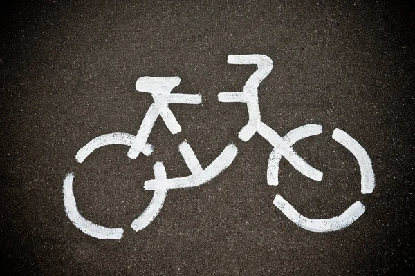 Bicicleta sinal de estrada na rua — Fotografia de Stock