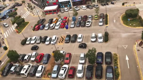 Vidéo d'un grand parking de rue plein de voitures — Video