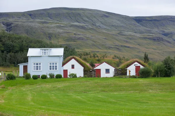 Bílé obklady islandských domů — Stock fotografie