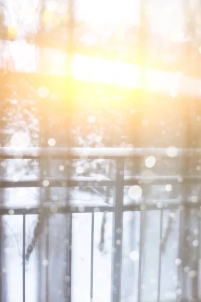 Neige hiver dans une fenêtre — Photo