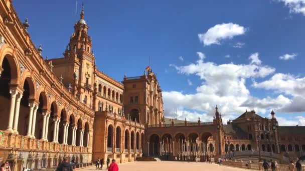 Pohled na krásné Plaza de Espana, Sevilla, Španělsko — Stock video
