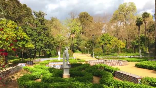 Maria Luisa park gardens i Sevilla Andalusien Spanien — Stockvideo