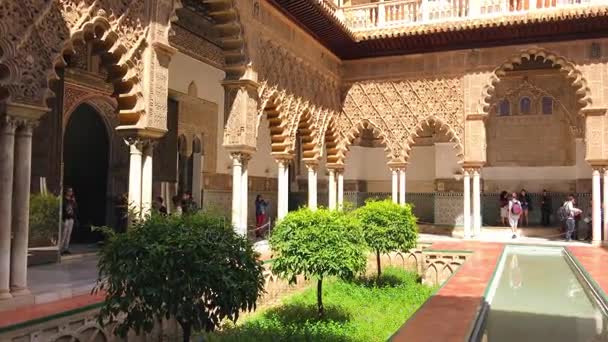 Spanien Sevilla Mars Ofreal Alcazar Palace Interiörer Sevilla Spainon Mars — Stockvideo