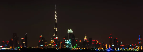 Blurred Night City of Dubai, UAE — стоковое фото
