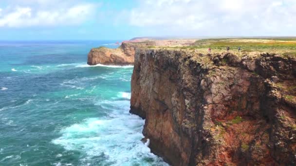 Belas Falésias Cabo São Vicente Costa Algarvia Portugal — Vídeo de Stock