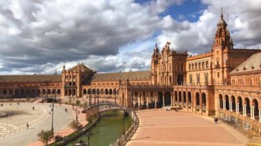 İspanya, Sevilla - 23 Mart: Görünüm, güzel Plaza de Espana, Seville, İspanya üzerinde 23 Mart 2017