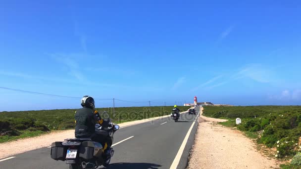 Portugal Sagres Marzo Coches Con Turistas Que Van Faro San — Vídeo de stock