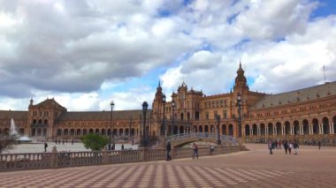 İspanya, Sevilla - 23 Mart: Görünüm, güzel Plaza de Espana, Seville, İspanya üzerinde 23 Mart 2017