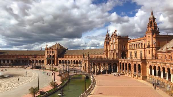 Ισπανία Σεβίλλη Μαρτίου Προβολή Του Όμορφη Plaza Espana Σεβίλλη Ισπανία — Αρχείο Βίντεο