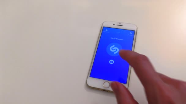 Usa Boston December Aplikasi Mobile Shazam Layar Apple Iphone Pada — Stok Video