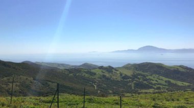 Cebelitarık ve Fas, bakış açısı Mirador del Estreito, Tarifa Endülüs İspanya Afrika'dan Panorama görünümüne
