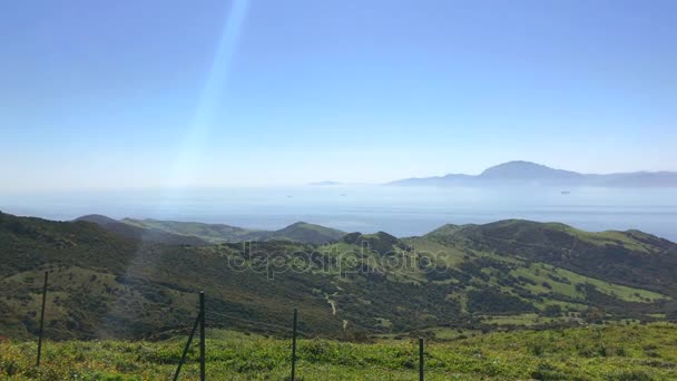Vue panoramique sur Gibraltar et le Maroc, Afrique du point de vue Mirador del Estrecho, Tarifa Andalousie Espagne 