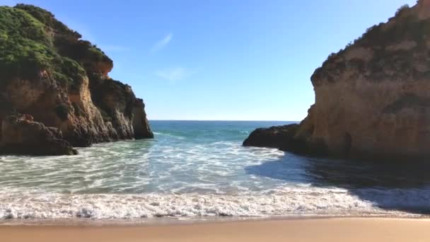 Natürliche Felsen Bei Praia Rocha Portimao Algarve Portugal — Stockvideo