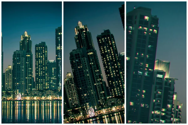 두바이, 아랍에미리트의 밤 풍경 — 스톡 사진