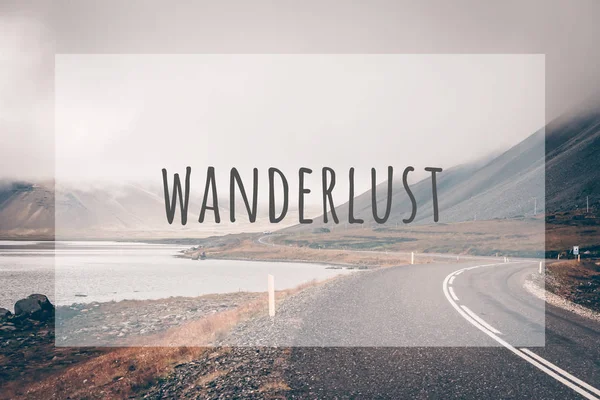 Inspiração tipográfica citação wanderlust — Fotografia de Stock