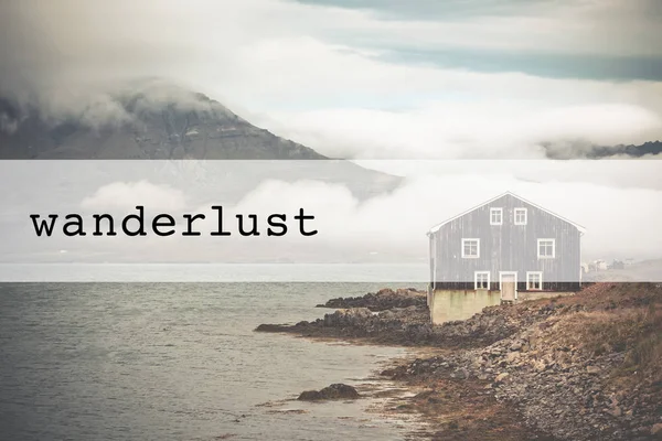 Inspirerande typografiska citat wanderlust — Stockfoto