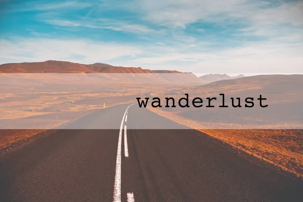 Wanderlust inspirujący cytat typograficzne — Zdjęcie stockowe