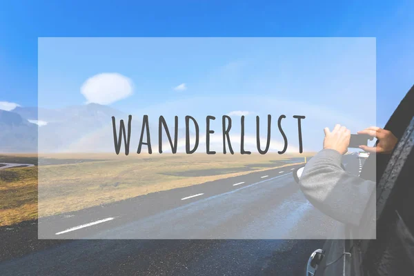 Inspirerande typografiska citat wanderlust — Stockfoto