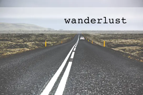 Inspirational typographic quote wanderlust — Stock Photo, Image
