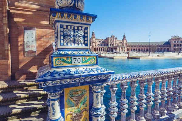 Plaza de espana zábradlí detail, sevilla, Španělsko — Stock fotografie