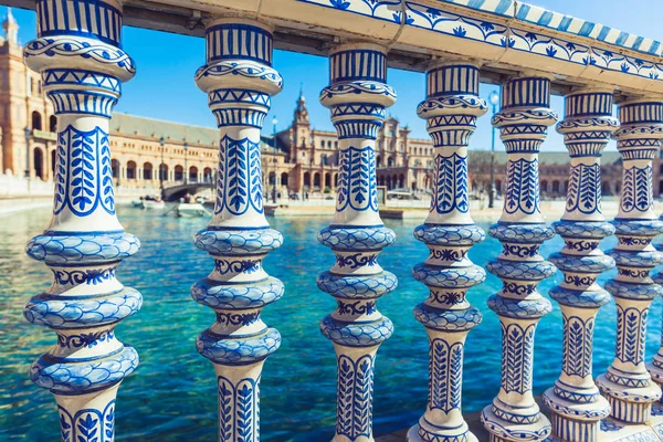 Plaza de espana zábradlí detail, sevilla, Španělsko — Stock fotografie