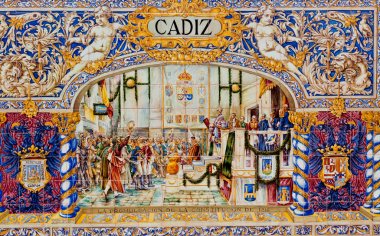 Duvarları Plaza de Espana Sevilla, İspanya