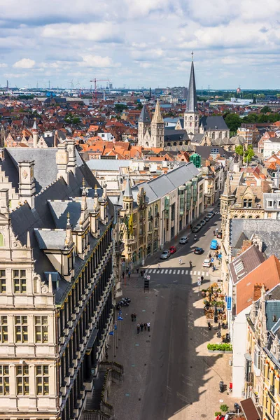 Ghent Cityscape çan kulesine üzerinden - Stok İmaj