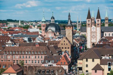 Wurzburg tarihi şehir havadan görünümü