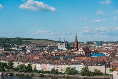 Wurzburg tarihi şehir havadan görünümü