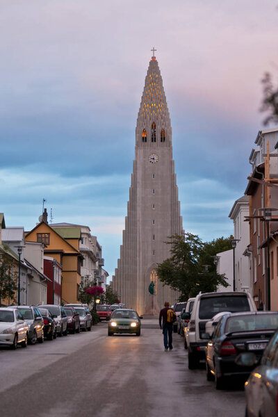 View of Hallgrimskirkja church in Reykjavik