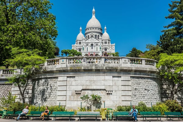 Veduta della cattedrale della Basilica del Sacro Cuore, Montmartre Paris — Foto Stock
