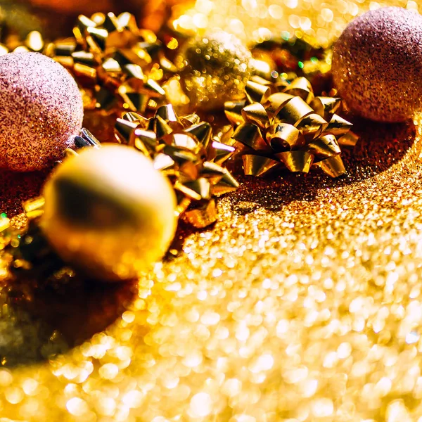 Christmas composition with golden decoration — Stock Photo, Image